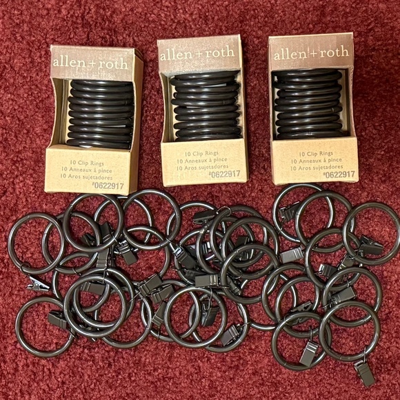 60 Black Curtain Rod Rings - Picture 1 of 5